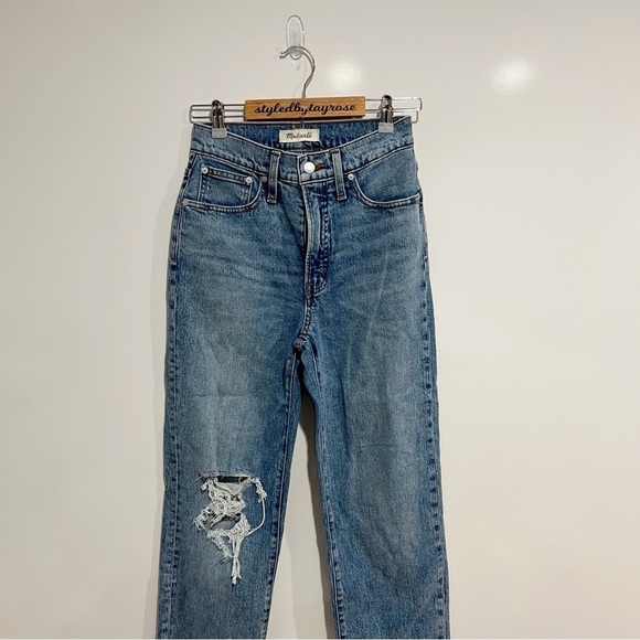 Madewell The Perfect Vintage Straight Jean in Kingsbury Wash: Knee-Rip Edition - Picture 6 of 13